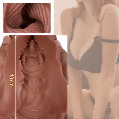 Lebensechte Taschenmuschi, weiches und haltbares Material, realistisch strukturierte Vagina und enger Anus, 2-in-1-Löcher