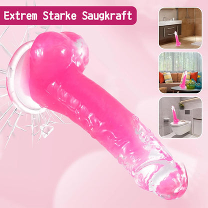 Leuchtfähiger Dildo mit starkem Saugnapf, geeignet für Männer und Frauen.