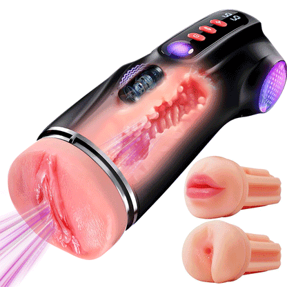 【Blitzangebot: 30 % RABATT】Daphne - 3 Hüllen Taschenmuschi Penis-Pumpe mit 9 Saug- & 9 Vibrationsmodi für männliche Masturbatoren