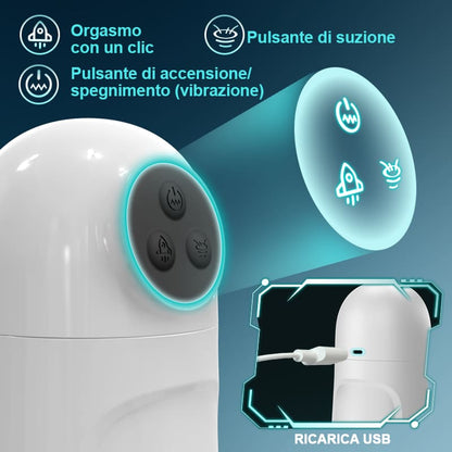 Skyline-10 Saugvibrationsstufen, Ein-Knopf-Aktivierung, App-gesteuerte Mehrpunktmassage, Masturbator für Männer