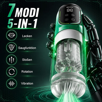 Heaven - 5-in-1 Automatischer Masturbator Rotierend Stoßend Saugend Vibrierend Leckend Stroker
