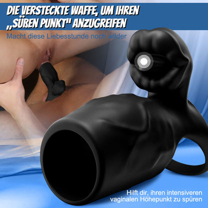 Titan - 9 Vibrationen  Simulierte Penis-Textur  Hoden- & Penis-Doppel-Schamring  Paar-Sexspielzeug