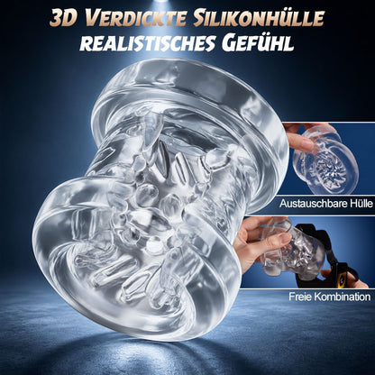 【Blitzangebot: 30 % RABATT】Hazel - Tragbarer Masturbator für Männer 3-in-1 mit 9-facher Stoß-, Rotations- und Vibrationsfunktion Silikonhülle