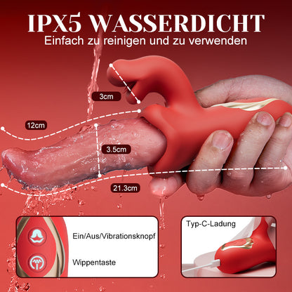 Vesper - Tiefes Zungenleck-Vibrator für verlängertes Vergnügen mit 10 Wellenbewegungen & 10 Klitoris-Vibrationen – G-Punkt