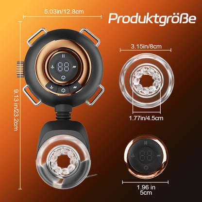 【Blitzangebot: 30 % RABATT】Hazel - Tragbarer Masturbator für Männer 3-in-1 mit 9-facher Stoß-, Rotations- und Vibrationsfunktion Silikonhülle