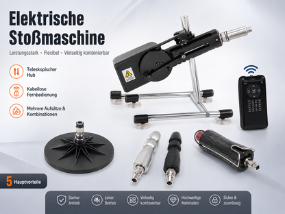 App-gesteuerter, teleskopischer Automatik-Masturbator (Metall) + 1 Phallus + 1 Saugfuß + 1 Verbindungsstück + 1 Masturbator cup